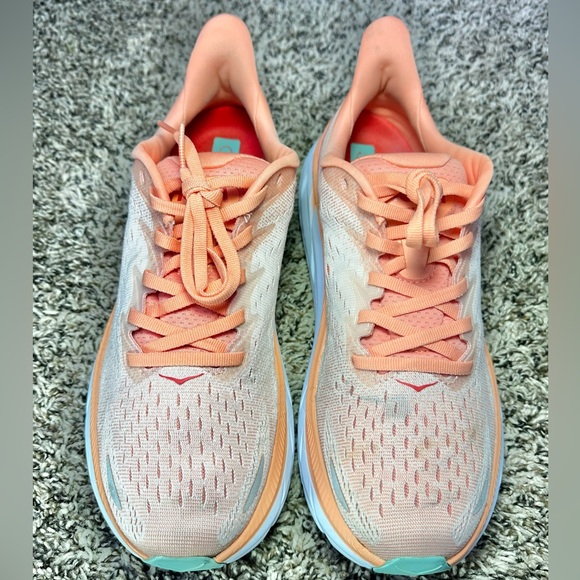 Hoka Clifton 8 Orange Running Shoes Sneakers 1119394 CSPY Womens Size 9B - Picture 6 of 10